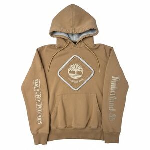 Timberland Wheat Sherpa Lined Hoodie Adult M Metallic Gold Logo Pullover